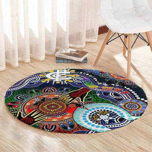 Custom NAIDOC Week 2024 Carlton Blues Round Carpet Australia Aboriginal Dot Painting