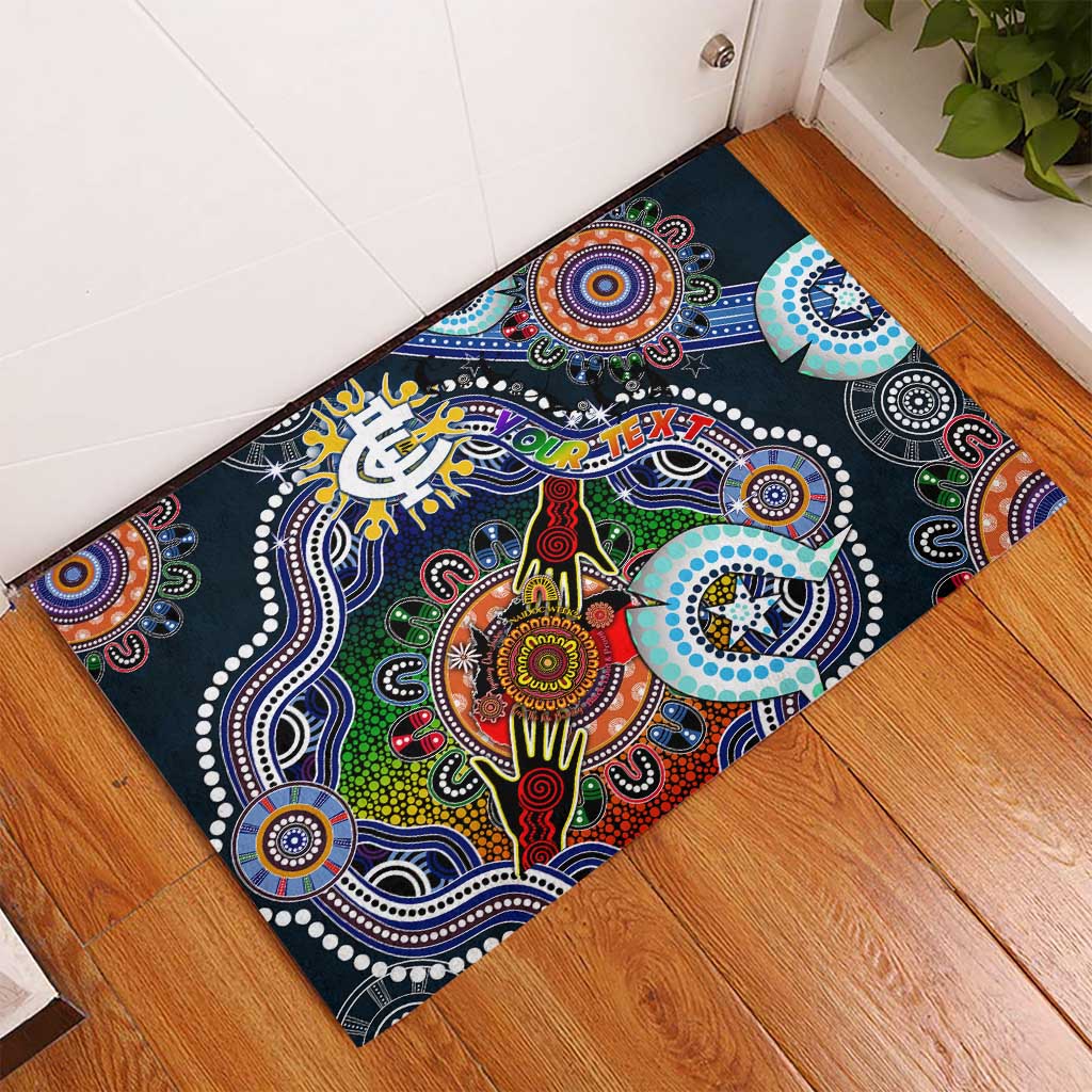 Custom NAIDOC Week 2024 Carlton Blues Rubber Doormat Australia Aboriginal Dot Painting