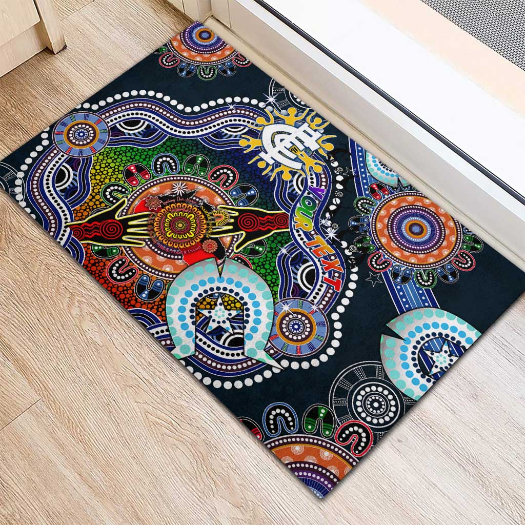 Custom NAIDOC Week 2024 Carlton Blues Rubber Doormat Australia Aboriginal Dot Painting