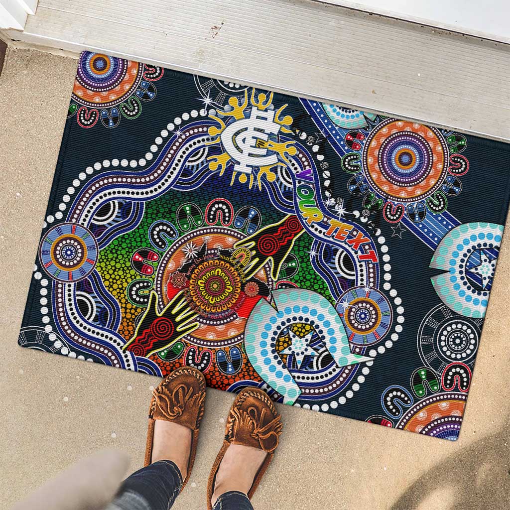 Custom NAIDOC Week 2024 Carlton Blues Rubber Doormat Australia Aboriginal Dot Painting