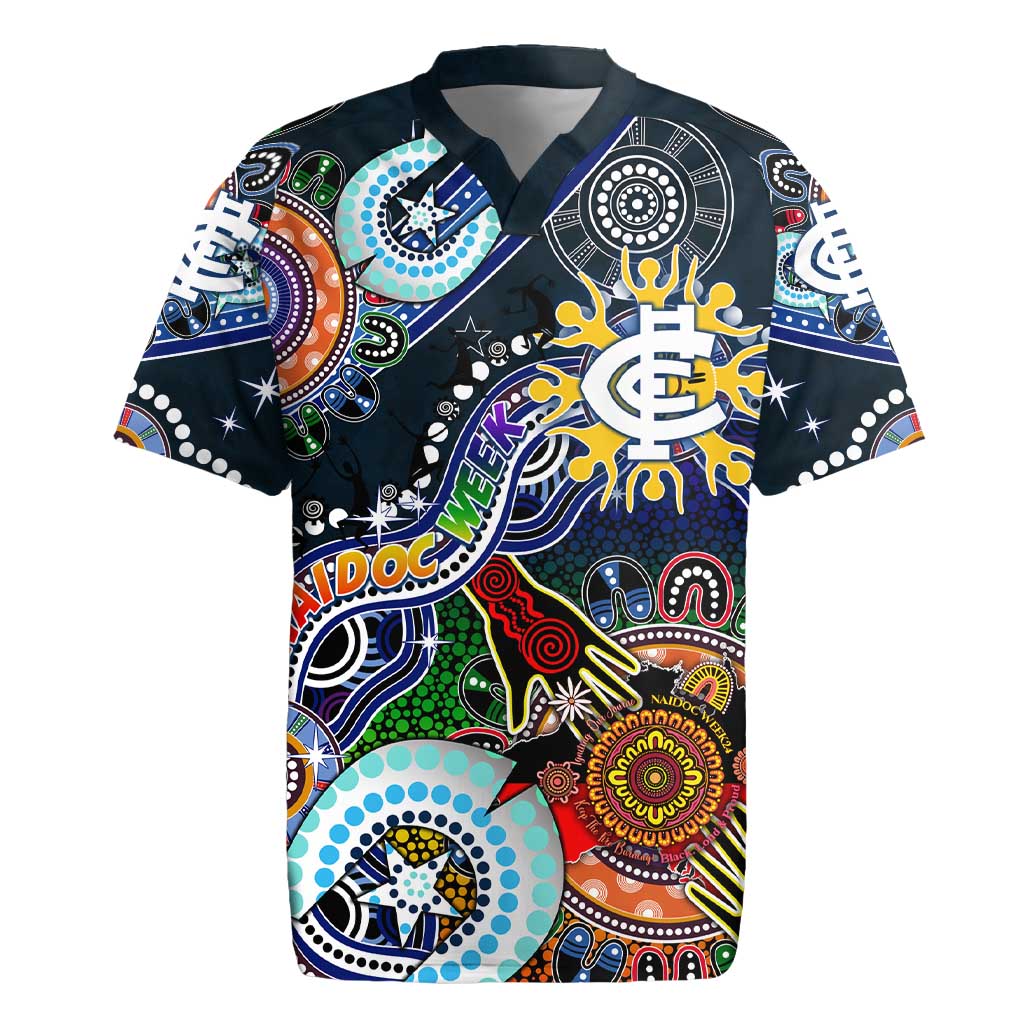 Custom NAIDOC Week 2024 Carlton Blues Rugby Jersey Australia Aboriginal Dot Painting
