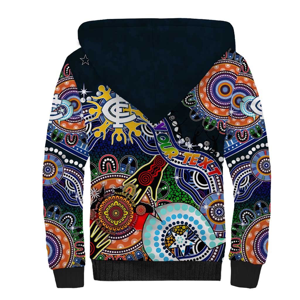 Custom NAIDOC Week 2024 Carlton Blues Sherpa Hoodie Australia Aboriginal Dot Painting