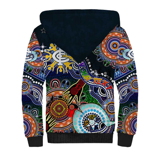 Custom NAIDOC Week 2024 Carlton Blues Sherpa Hoodie Australia Aboriginal Dot Painting