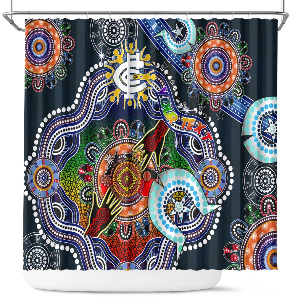 Custom NAIDOC Week 2024 Carlton Blues Shower Curtain Australia Aboriginal Dot Painting
