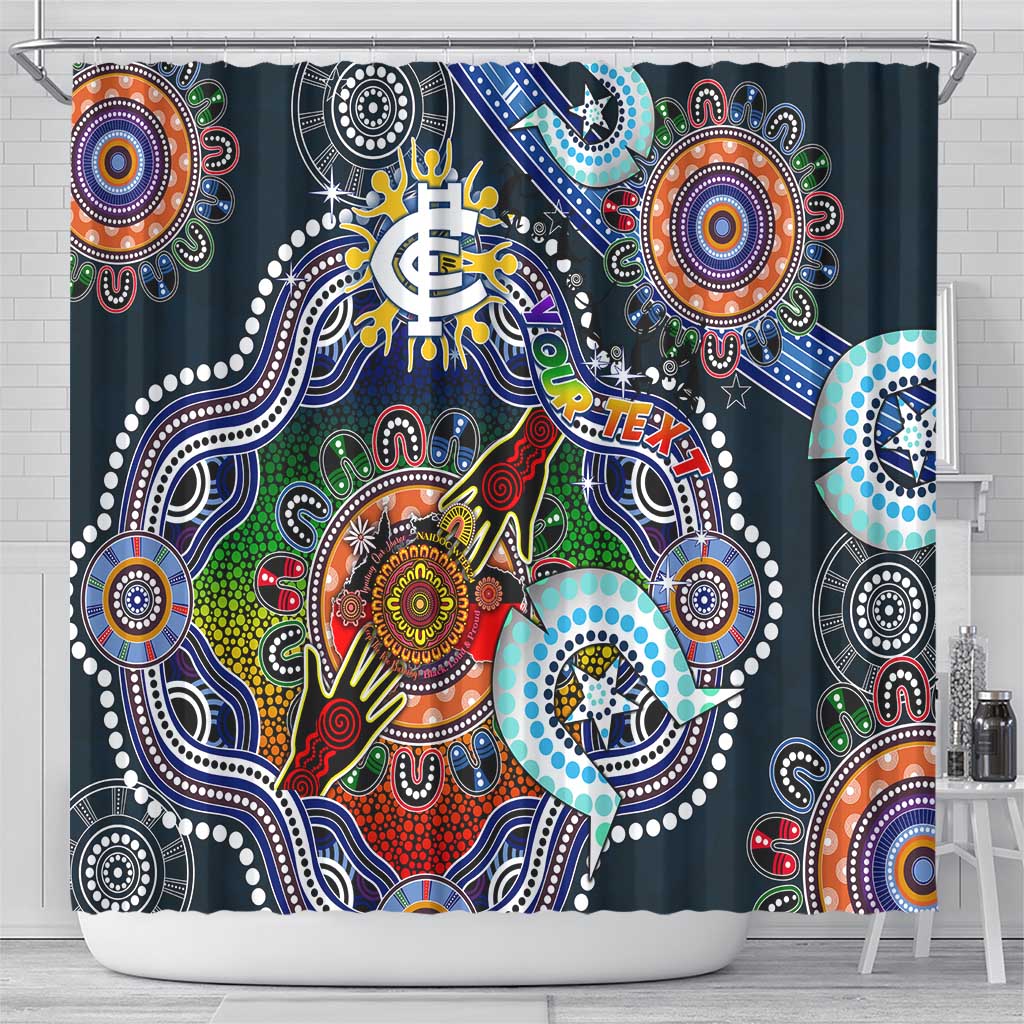 Custom NAIDOC Week 2024 Carlton Blues Shower Curtain Australia Aboriginal Dot Painting