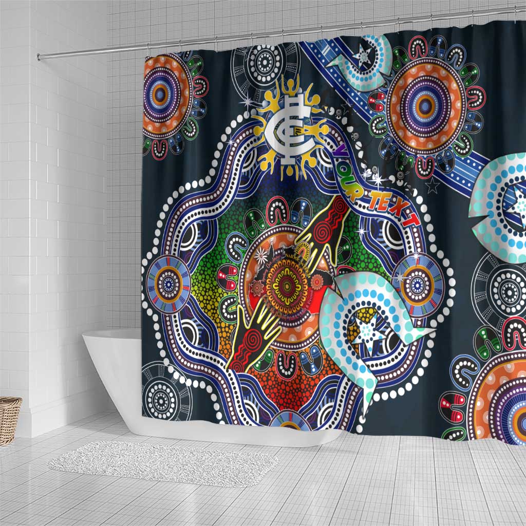 Custom NAIDOC Week 2024 Carlton Blues Shower Curtain Australia Aboriginal Dot Painting