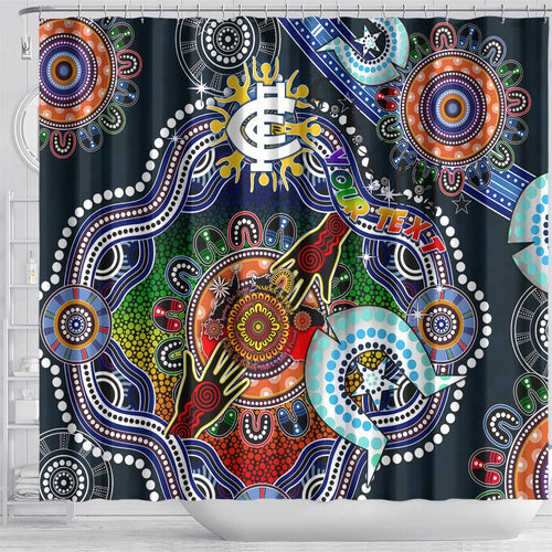 Custom NAIDOC Week 2024 Carlton Blues Shower Curtain Australia Aboriginal Dot Painting