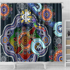 Custom NAIDOC Week 2024 Carlton Blues Shower Curtain Australia Aboriginal Dot Painting