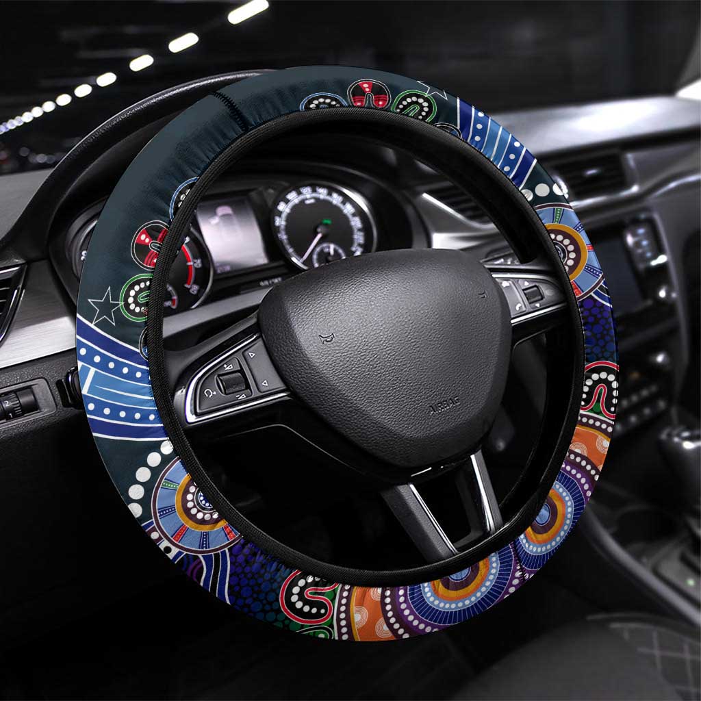 NAIDOC Week 2024 Carlton Blues Steering Wheel Cover Australia Aboriginal Dot Painting