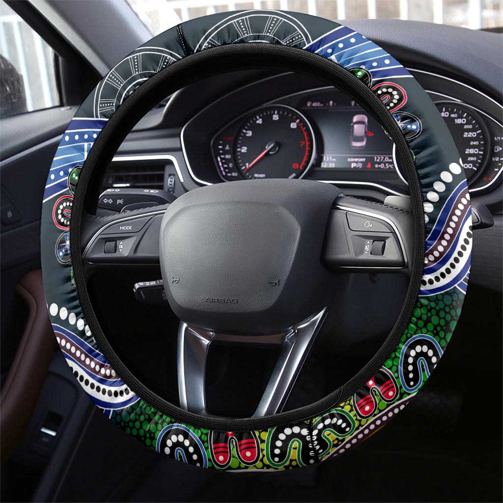 NAIDOC Week 2024 Carlton Blues Steering Wheel Cover Australia Aboriginal Dot Painting