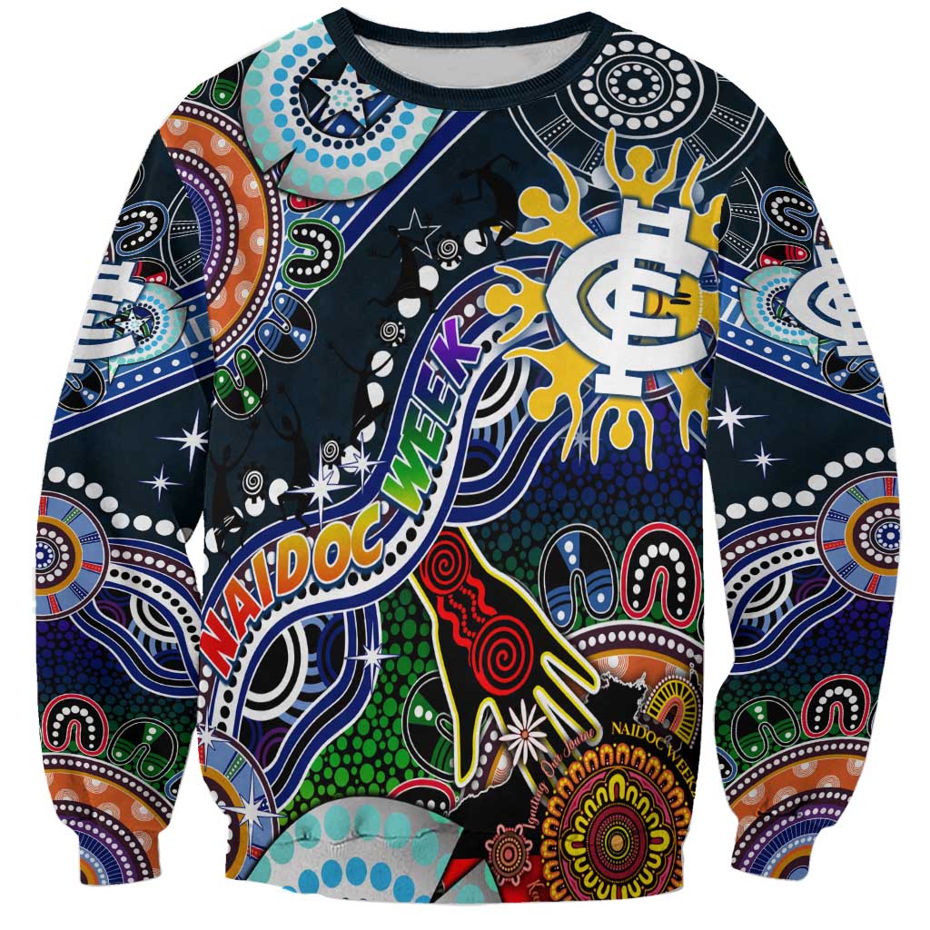 Custom NAIDOC Week 2024 Carlton Blues Sweatshirt Australia Aboriginal Dot Painting