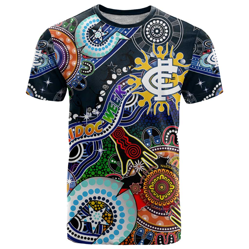 Custom NAIDOC Week 2024 Carlton Blues T Shirt Australia Aboriginal Dot Painting