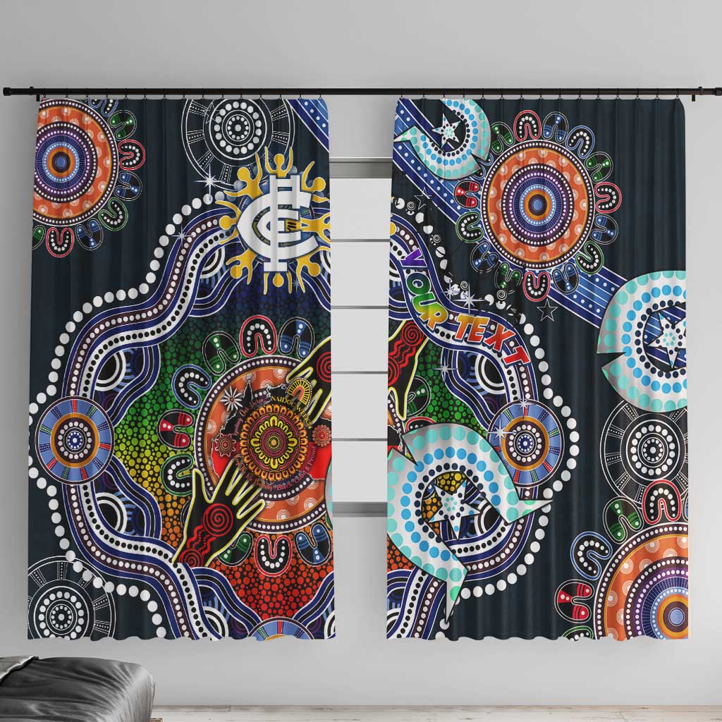 Custom NAIDOC Week 2024 Carlton Blues Window Curtain Australia Aboriginal Dot Painting