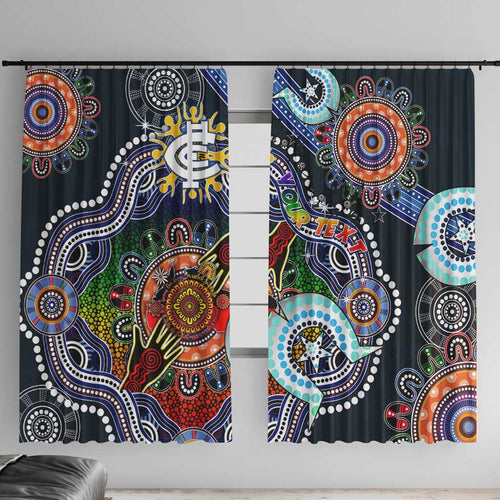 Custom NAIDOC Week 2024 Carlton Blues Window Curtain Australia Aboriginal Dot Painting