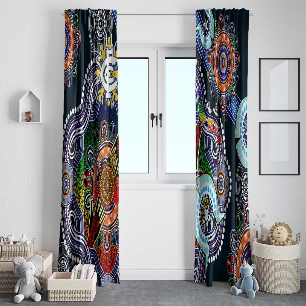 Custom NAIDOC Week 2024 Carlton Blues Window Curtain Australia Aboriginal Dot Painting