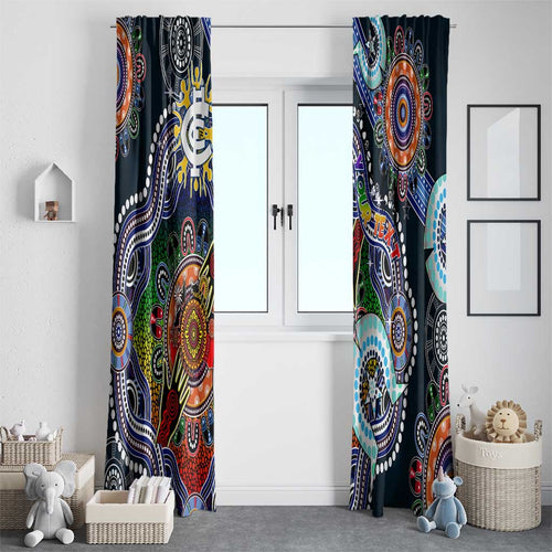 Custom NAIDOC Week 2024 Carlton Blues Window Curtain Australia Aboriginal Dot Painting