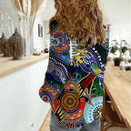 Custom NAIDOC Week 2024 Carlton Blues Women Casual Shirt Australia Aboriginal Dot Painting