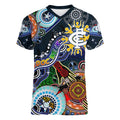 Custom NAIDOC Week 2024 Carlton Blues Women V-Neck T-Shirt Australia Aboriginal Dot Painting