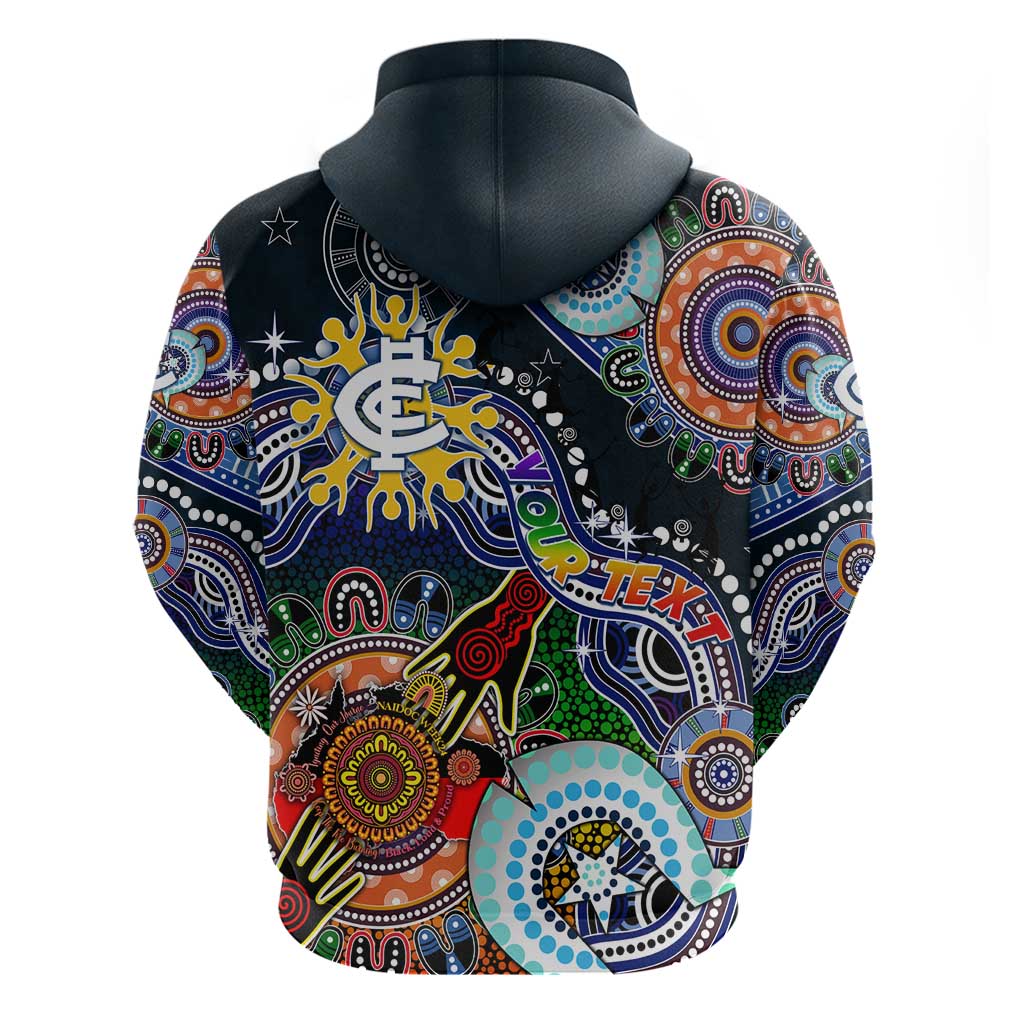 Custom NAIDOC Week 2024 Carlton Blues Zip Hoodie Australia Aboriginal Dot Painting