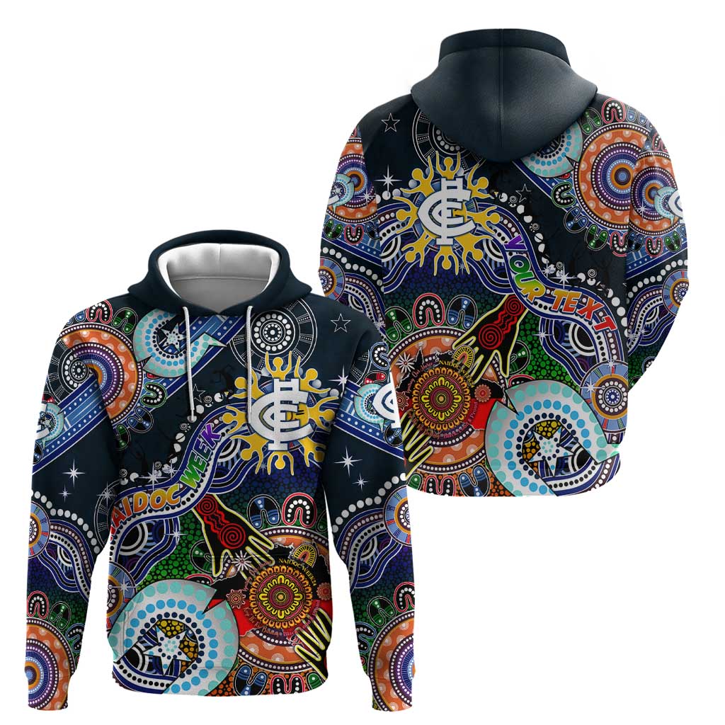 Custom NAIDOC Week 2024 Carlton Blues Zip Hoodie Australia Aboriginal Dot Painting
