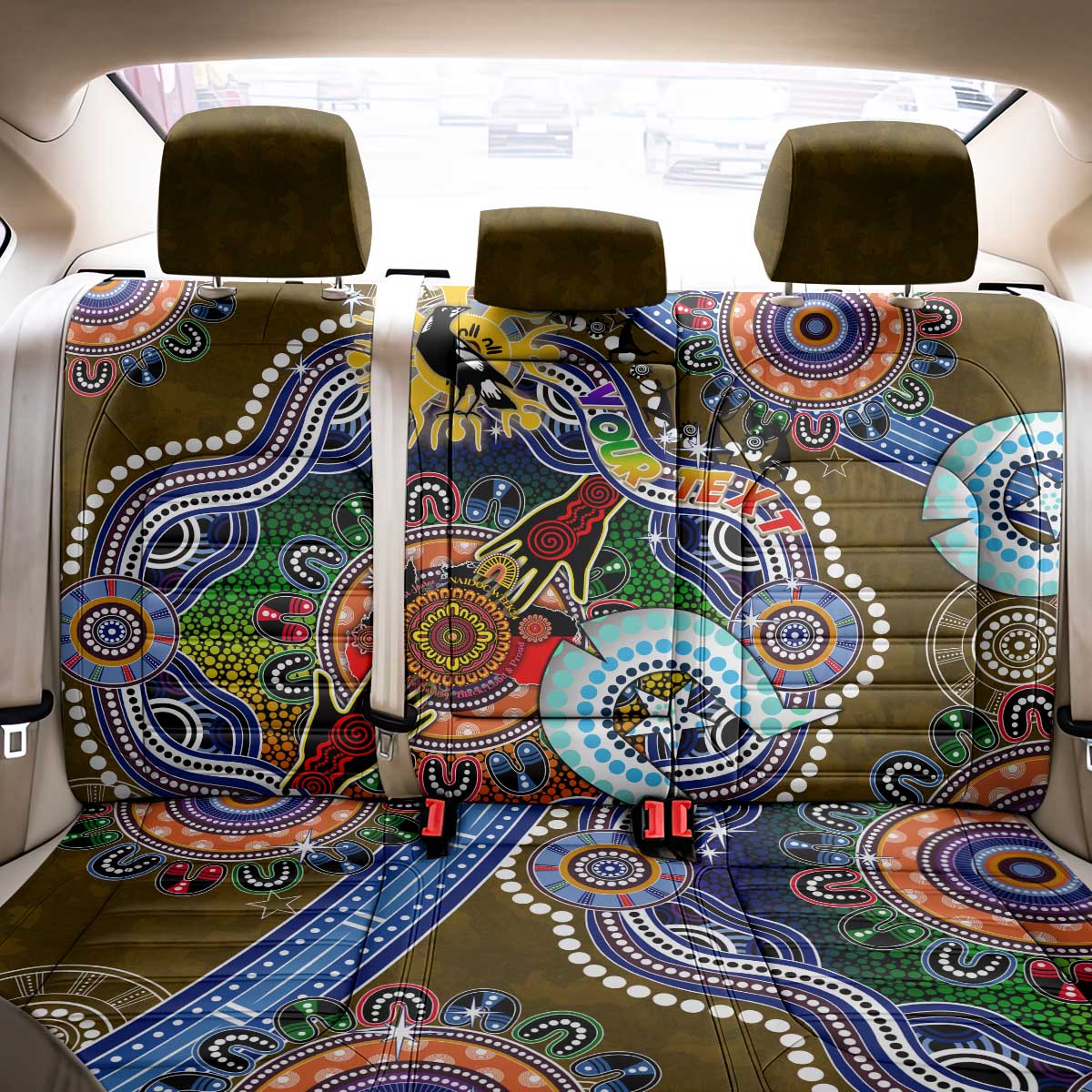 Custom NAIDOC Week 2024 Collingwood Magpies Back Car Seat Cover Australia Aboriginal Dot Painting