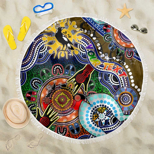 Custom NAIDOC Week 2024 Collingwood Magpies Beach Blanket Australia Aboriginal Dot Painting
