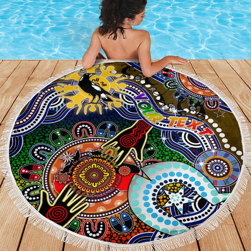 Custom NAIDOC Week 2024 Collingwood Magpies Beach Blanket Australia Aboriginal Dot Painting