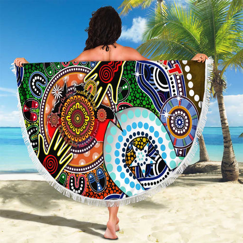 Custom NAIDOC Week 2024 Collingwood Magpies Beach Blanket Australia Aboriginal Dot Painting