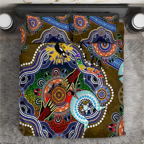 Custom NAIDOC Week 2024 Collingwood Magpies Bedding Set Australia Aboriginal Dot Painting
