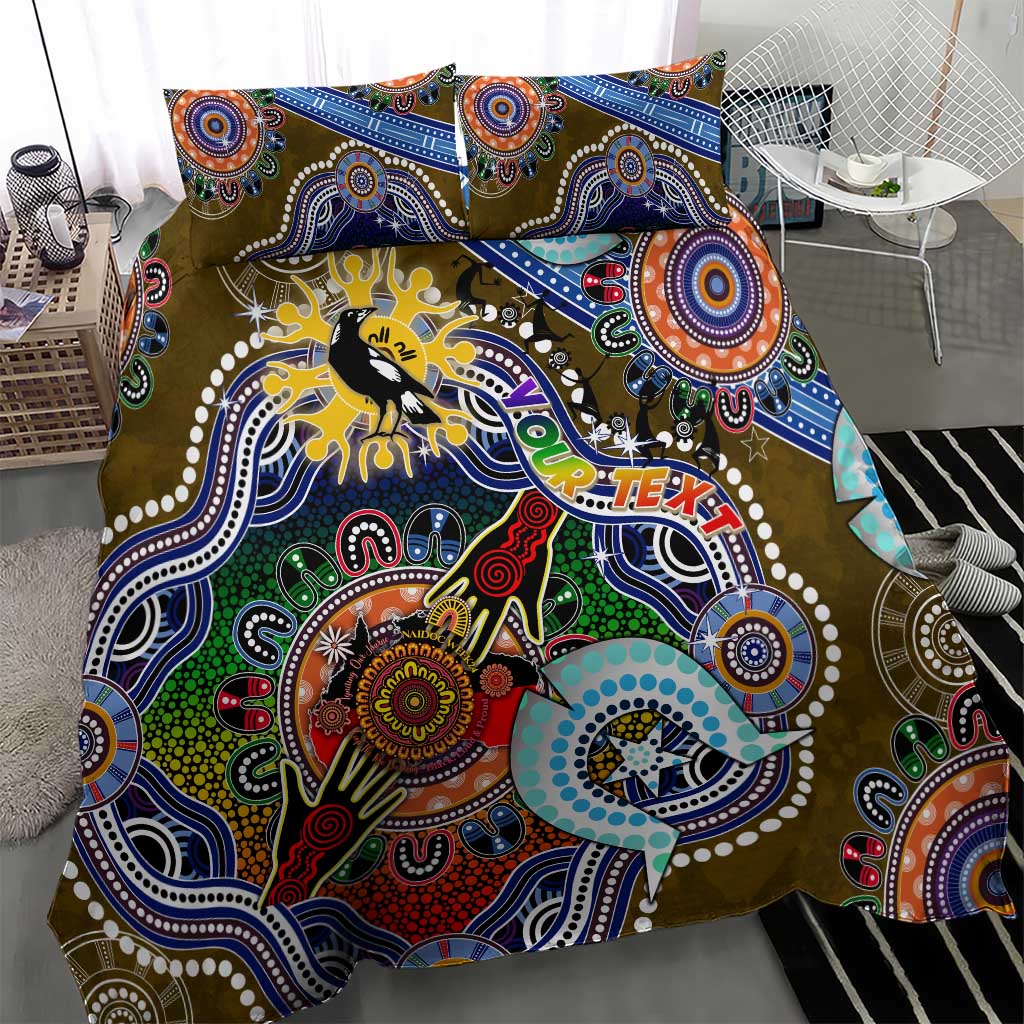 Custom NAIDOC Week 2024 Collingwood Magpies Bedding Set Australia Aboriginal Dot Painting