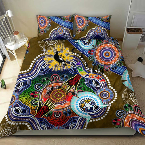 Custom NAIDOC Week 2024 Collingwood Magpies Bedding Set Australia Aboriginal Dot Painting