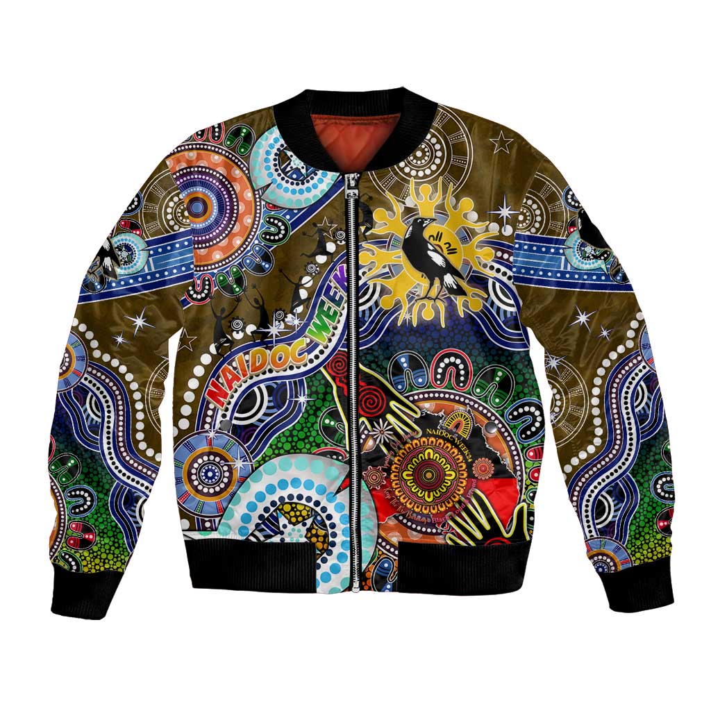 Custom NAIDOC Week 2024 Collingwood Magpies Bomber Jacket Australia Aboriginal Dot Painting