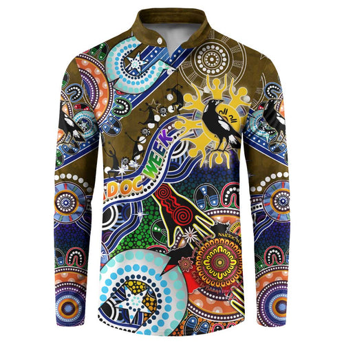 Custom NAIDOC Week 2024 Collingwood Magpies Button Sweatshirt Australia Aboriginal Dot Painting