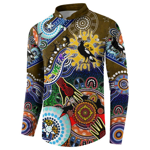 Custom NAIDOC Week 2024 Collingwood Magpies Button Sweatshirt Australia Aboriginal Dot Painting