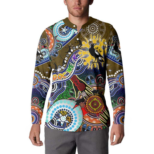 Custom NAIDOC Week 2024 Collingwood Magpies Button Sweatshirt Australia Aboriginal Dot Painting