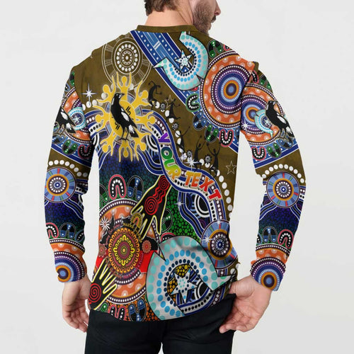 Custom NAIDOC Week 2024 Collingwood Magpies Button Sweatshirt Australia Aboriginal Dot Painting
