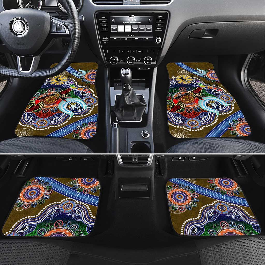 Custom NAIDOC Week 2024 Collingwood Magpies Car Mats Australia Aboriginal Dot Painting