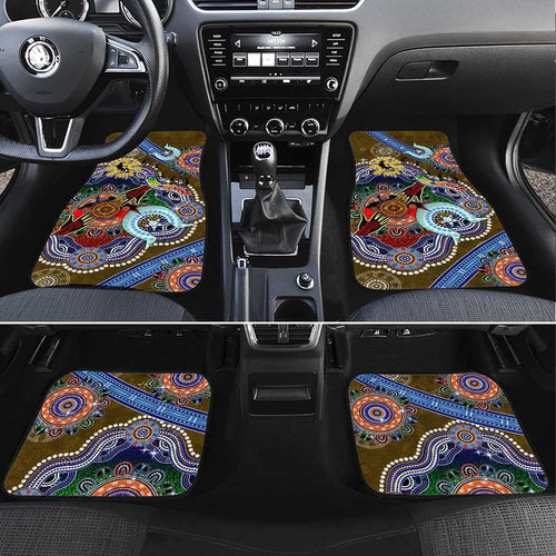 Custom NAIDOC Week 2024 Collingwood Magpies Car Mats Australia Aboriginal Dot Painting