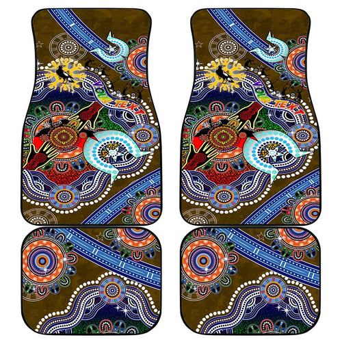 Custom NAIDOC Week 2024 Collingwood Magpies Car Mats Australia Aboriginal Dot Painting