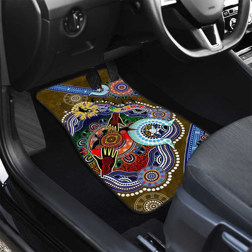 Custom NAIDOC Week 2024 Collingwood Magpies Car Mats Australia Aboriginal Dot Painting
