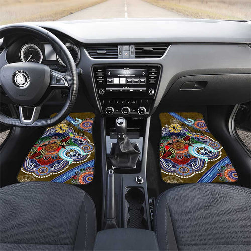 Custom NAIDOC Week 2024 Collingwood Magpies Car Mats Australia Aboriginal Dot Painting