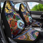 Custom NAIDOC Week 2024 Collingwood Magpies Car Seat Cover Australia Aboriginal Dot Painting