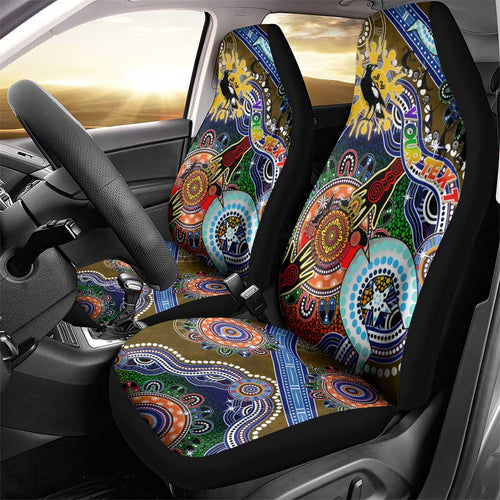 Custom NAIDOC Week 2024 Collingwood Magpies Car Seat Cover Australia Aboriginal Dot Painting