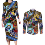 Custom NAIDOC Week 2024 Collingwood Magpies Couples Matching Long Sleeve Bodycon Dress and Long Sleeve Button Shirt Australia Aboriginal Dot Painting