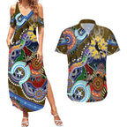 Custom NAIDOC Week 2024 Collingwood Magpies Couples Matching Summer Maxi Dress and Hawaiian Shirt Australia Aboriginal Dot Painting