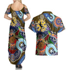 Custom NAIDOC Week 2024 Collingwood Magpies Couples Matching Summer Maxi Dress and Hawaiian Shirt Australia Aboriginal Dot Painting