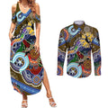 Custom NAIDOC Week 2024 Collingwood Magpies Couples Matching Summer Maxi Dress and Long Sleeve Button Shirt Australia Aboriginal Dot Painting