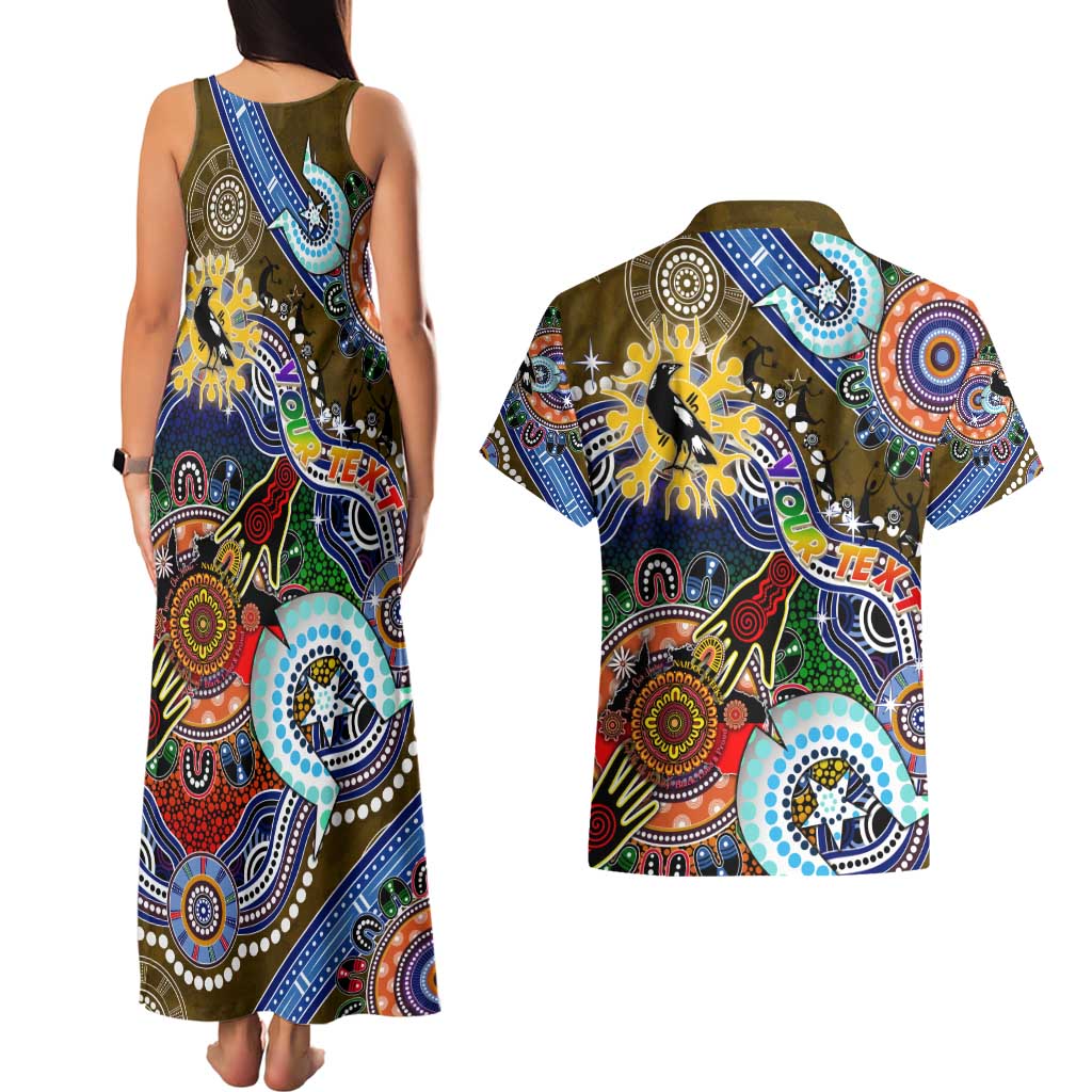 Custom NAIDOC Week 2024 Collingwood Magpies Couples Matching Tank Maxi Dress and Hawaiian Shirt Australia Aboriginal Dot Painting