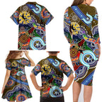 Custom NAIDOC Week 2024 Collingwood Magpies Family Matching Long Sleeve Bodycon Dress and Hawaiian Shirt Australia Aboriginal Dot Painting
