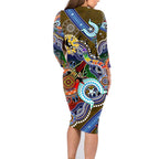 Custom NAIDOC Week 2024 Collingwood Magpies Family Matching Long Sleeve Bodycon Dress and Hawaiian Shirt Australia Aboriginal Dot Painting